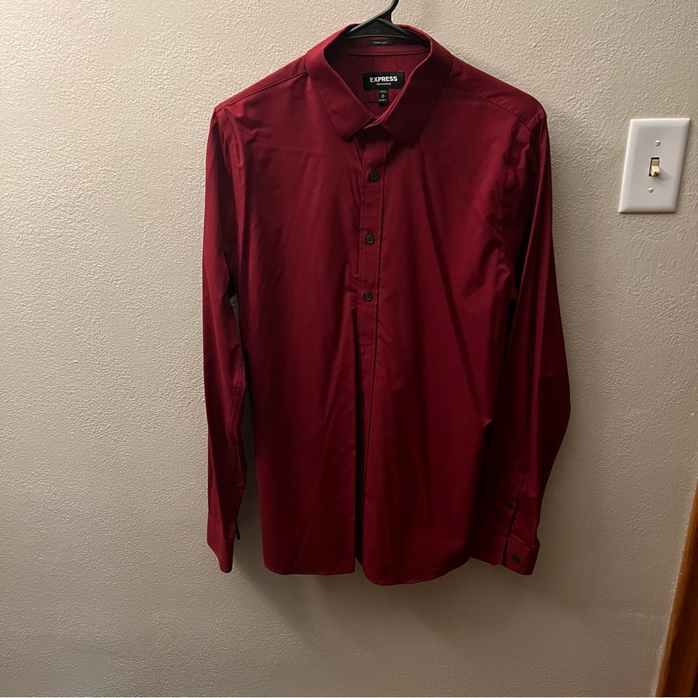 Express red button down shirt